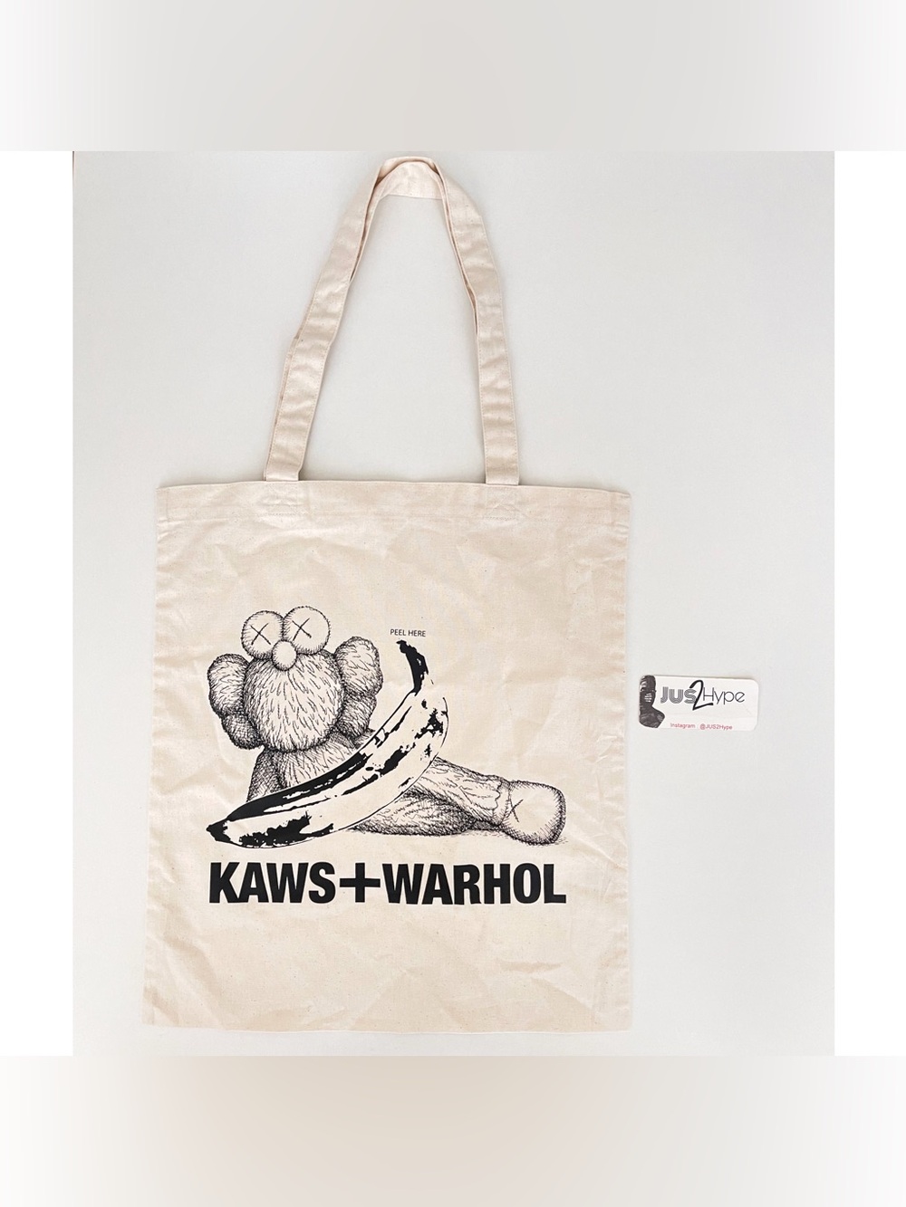 KAWS + Warhol Beige Graphic Tote Bag Brand New